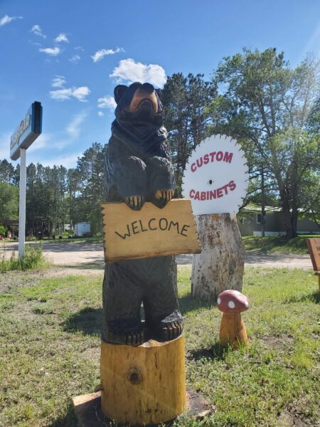 Chainsaw Bear Welcome Sign Finished