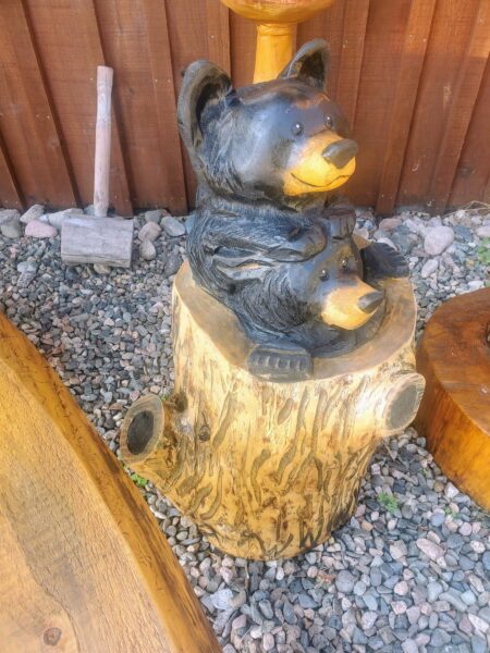 Chainsaw Bear Cubs Stump